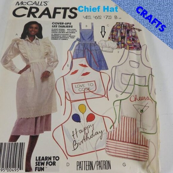 McCalls 3424 Sewing Pattern Apron & chief hat EASY complete - Picture 1 of 11